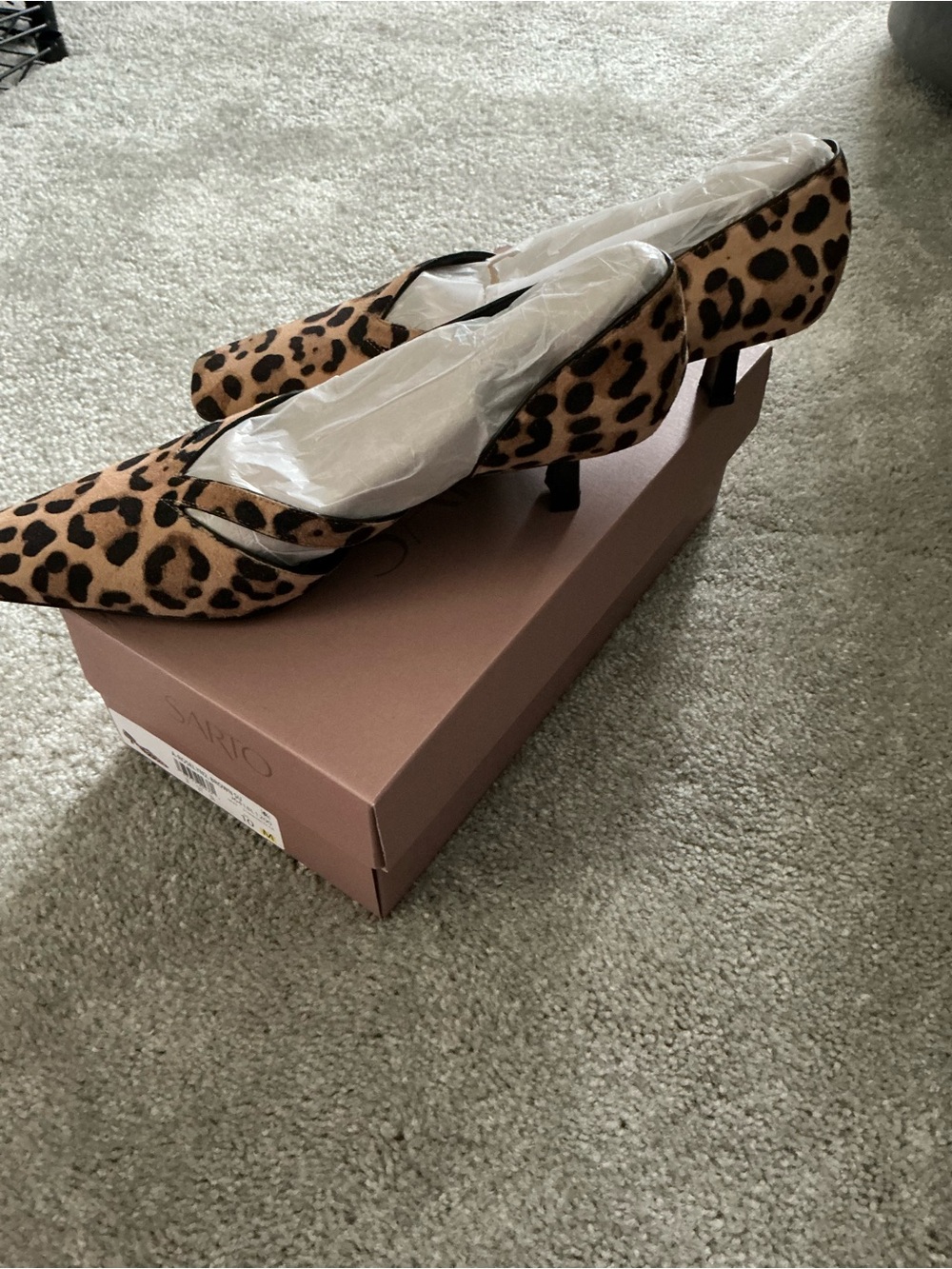 SARTO By Franco Sarto Leopard Print Pointed Toe Flats - Tan/Black - Picture 3 of 6
